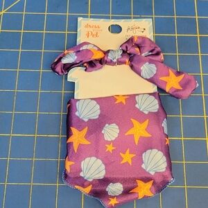 Purple Pet Outfit with Starfish & Shells New